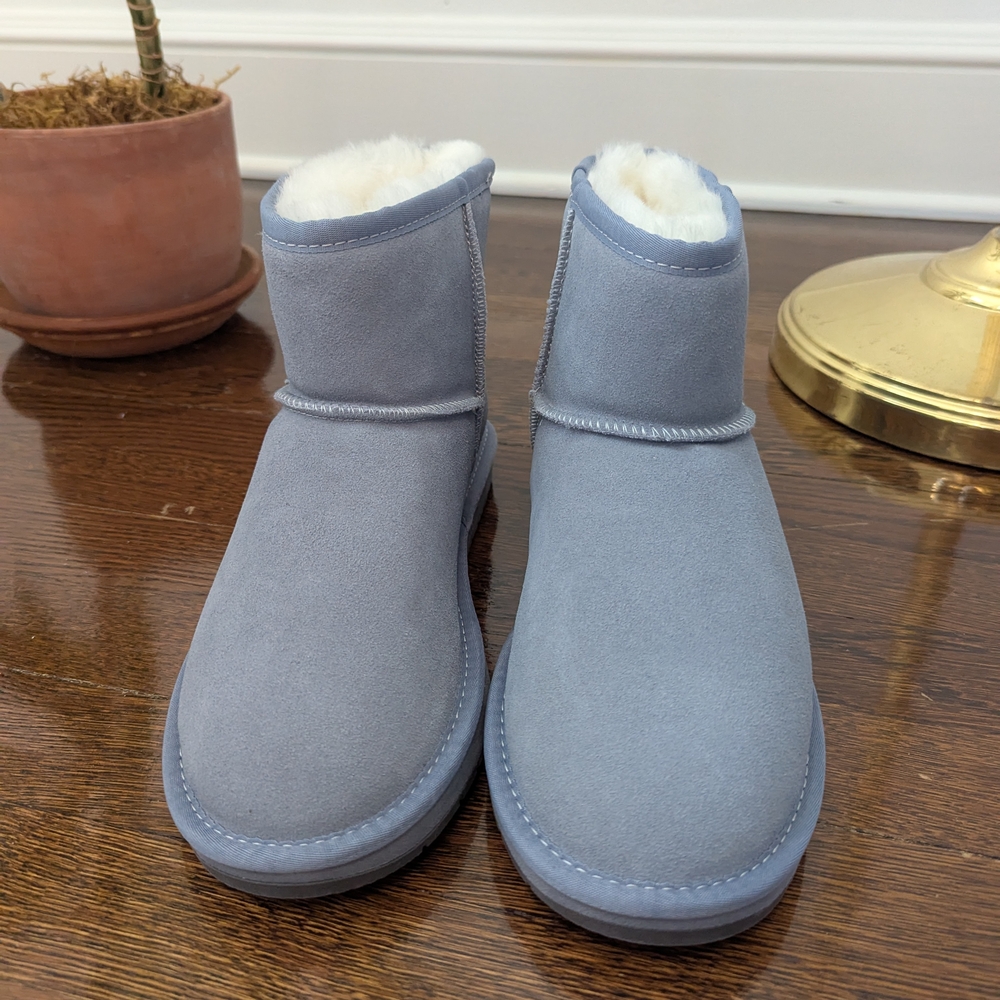 Cozy Blue Shearling Boots